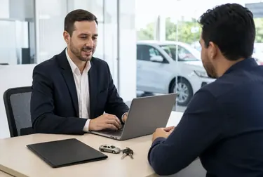 Despachante orientando cliente sobre licenciamento.